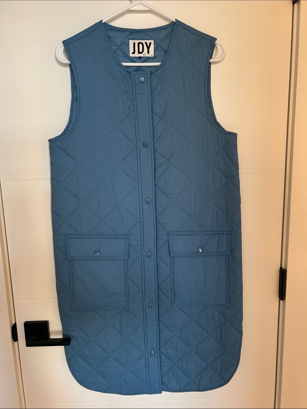 JDY Sleeveless Quilted Long Vest - Blue